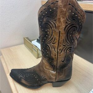 J.B. Dillon Rustic Brown and Black Cowboy Boots